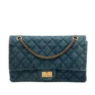 Chanel Pre-owned Quilted Double Flap Shoulder Bag - Dames - Pre-owned - Blauw - Maat: ONE Size Denim