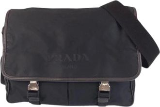 Prada Pre-owned Cross Body Bags, female, Black, Size: ONE SIZE Pre-owned Tessuto Nylon Shoulder Bag