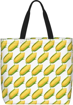 Generic Women Handbag Fresh Ripe Corn Cobs Pattern Tote Bag Folding Waterproof Shopping Bags, For Birthday, Graduation, Holiday, School, Gym