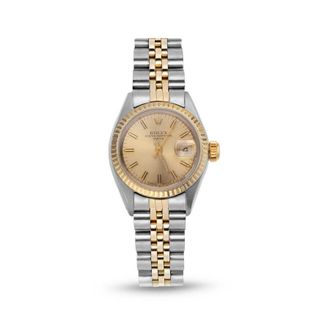 Rolex Pre-owned Rolex Date Automatic Chronometer Champagne Dial Ladies Watch 69173 CSJ