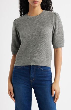 Madewell Puff Sleeve Textured Sweater in Heather Pewter at Nordstrom, Size Xx-Small