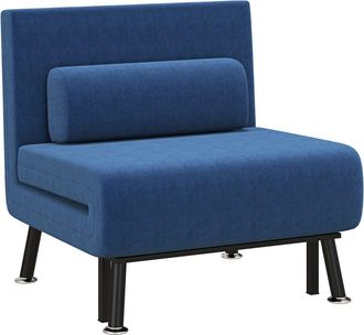 HOMCOM Sof&aacute; cama individual 75x70x75 cm azul