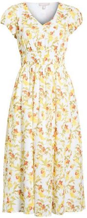 Chelsea28 Puff Sleeve Midi Dress in Yellow Lemon Strawberry Field at Nordstrom, Size Xx-Small
