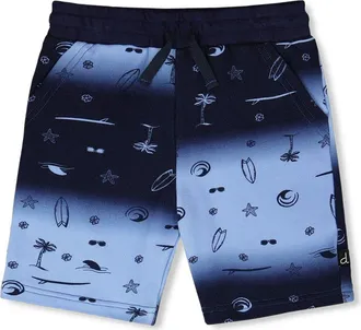 Deux par Deux Elastic Waist Gradient French Terry Shorts in Blue Gradient at Nordstrom, Size 12M