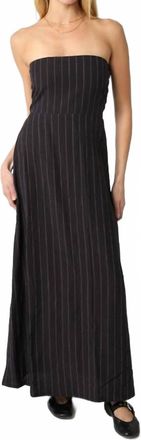 Olivaceous Raina Stripe Strapless Dress In Black/white