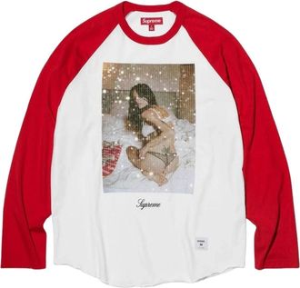 SUPREME x Larry Clark FW26 Sequin Raglan L/S T-Shirt Red SUP-FW26-052-RED
