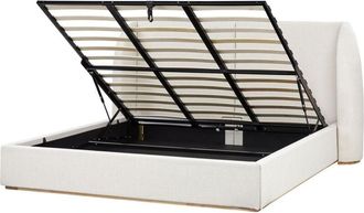 Beliani Ottoman Bed Fabric MONESTIER 180 x 200 cm (EU Super King) Off-White