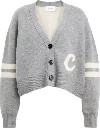 Coach Cropped Scrip Logo Cardigan, Size Large