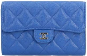 Chanel Pre-owned Wallets, female, Blue, Size: ONE SIZE Pre-owned Leather Wallet