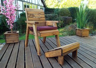 Charles Taylor Trading One Seater Lounger with Cushion & Footstool in Brown