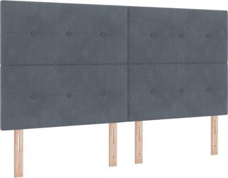 vidaXL Headboard with LED Strip Lights Adjustable Grey 90 cm Velvet vidaXL