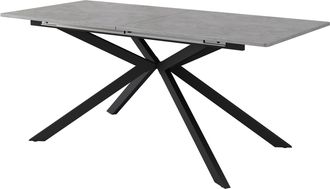 STILVORA Mesa De Comedor Extensible Con Tablero Rectangular Y Patas Cruzadas, En Mdf Y Metal, Negro Y Gris