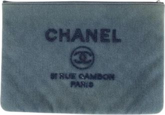 Chanel Pre-owned Clutches, female, Blue, Size: ONE SIZE Pre-owned Denim chanel-bags