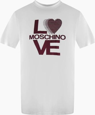 Love Moschino Mens Love Moschino Logo White T-Shirt - Size: 40