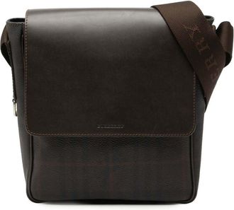 Burberry Pre-owned Burberry Smoke Check Coated Canvas and Leather Crossbody Z8LO1XZMWCG6408P