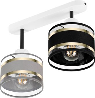 OEM L&aacute;mpara De Techo Blanca Con Pantallas, Metal Industrial, 2xe27, Iluminaci&oacute;n Led Moderna Para Sal&oacute;n, Cocina, Dormitorio, Habitaci&oacute;n Infantil, Loft