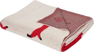 Beliani Manta Moderna Habitaci&oacute;n Infantil Algod&oacute;n Beige Y Rojo Motivo Perros 130 X 170 Cm Reerh