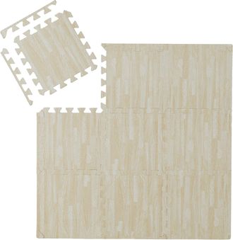 Relaxdays Relaxdays - Suelo Goma Estilo Madera, Esterilla Fitness, Puzle 27 Piezas Sin Bpa, M&aacute;quinas Gimnasio, Colchoneta 2,55 M&sup2;, Blanco