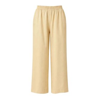 Max Mara Wide Trousers, female, Beige, Size: 2XS Cotton Rasetto Trousers