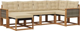 vidaXL Conjunto De Sof&aacute;s De Exterior 6 Uds. Natural Y Beige Vidaxl
