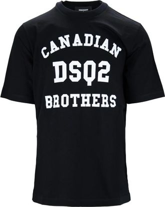 Dsquared2 Heren Katoenen T-shirt met Print - Heren - T-shirts - Zwart - S - Katoen - Tops