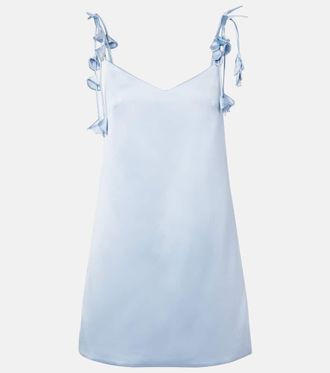 Self Portrait Floral-appliqu&eacute; satin minidress