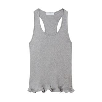 Stella McCartney Stella McCartney, Sleeveless Tops, female, Gray, Size: M Frilled Hem Ribbed Tank