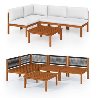 vidaXL Vidaxl - Conjunto De Jard&iacute;n 5 Piezas Con Cojines Color Crema 63x63 Cm