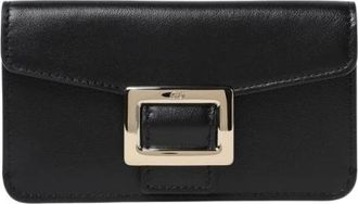 Roger Vivier Accessoires, Dames, Zwart, ONE Size, Leer, Luxe Gesp Sluiting Portemonnee