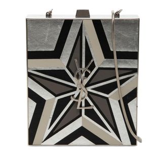 Saint Laurent Pre-owned Saint Laurent Metal and Leather Tuxedo Box Star Clutch on Chain Ladies 84PPZU26FETQT3ZN