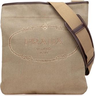 Prada Borsa a tracolla Canapa in tela con logo 2000-2024 - Marrone