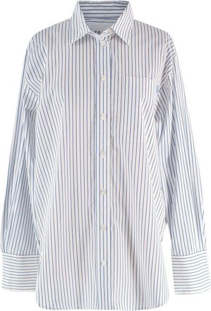 Frame Denim Blue and White Pinstripe Shirt Size S