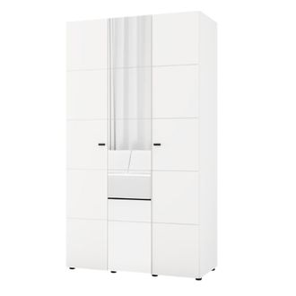 Dmora Guardarropa 3 Puertas Ouarza, Armario Dormitorio Con Barra Para Ropa, 4 Estantes, 3 Puertas, 117x52 Cm Blanco Mate