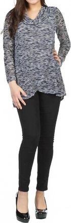 Papillon Cowl Neck Stripe Crossover Sweater In Navy Multi