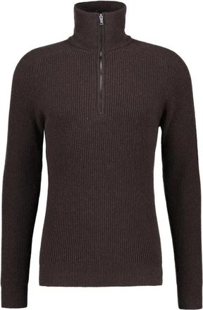 Profuomo Half Zip Pullover - Heren - Coltruien - Bruin - XL - Wol - Truien & Vesten