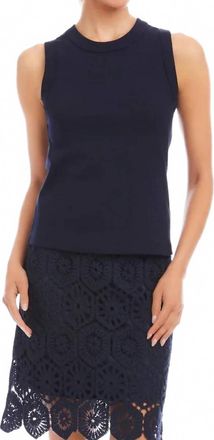 Karen Kane Ribbed Crewneck Tank In Navy