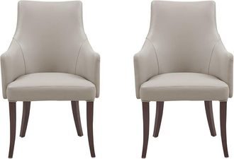 Manhattan Comfort Set Of 2 Connie Leatherette & Velvet Dining Armchairs With Beech Wood Legs