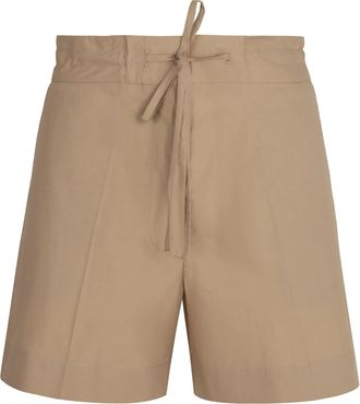 P.A.R.O.S.H. Brown High Waisted Cotton Tie Shorts