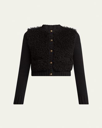 Moncler Combo Curly Wool-Blend Cardigan