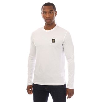 Belstaff Mens Cotton Jersey Long Sleeve T-Shirt in White - Size X-Large