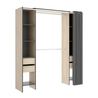 Dmora Dmora - Armario Resegone, Estructura Para Vestidor, Perchero Abierto, 180x50h205 Cm, Roble Y Antracita