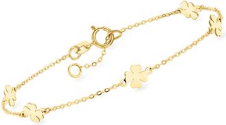 RS Pure by Ross-Simons Italian 10kt Yellow Gold Clover Station Bracelet