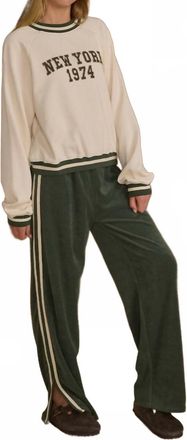 Rylee + Cru Oversized Raglan New York Sweatshirt In White Multi