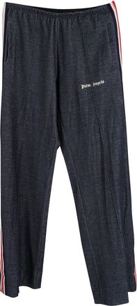 Palm Angels Elasticated Loose Track Pants in Navy Cotton