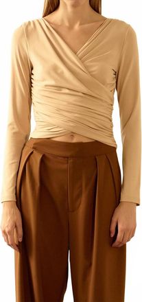 endless rose Shirring Fitted Top In Taupe