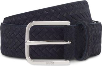 BOSS Logo-buckle belt in woven suede