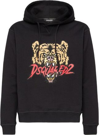 Dsquared2 Black logo-print cotton hoodie