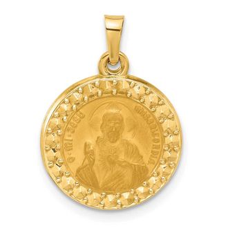 Diamond2Deal 14k Yellow Gold Hollow Sacred Heart of Jesus Medal