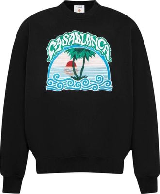 Casablanca Jersey Sweatshirt - Heren - Sweatshirts - Zwart - L - Katoen - Hoodies & sweatvesten