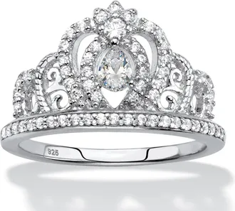 Palm Beach Jewelry 51 TCW CZ.925 Sterling Silver Crown Ring